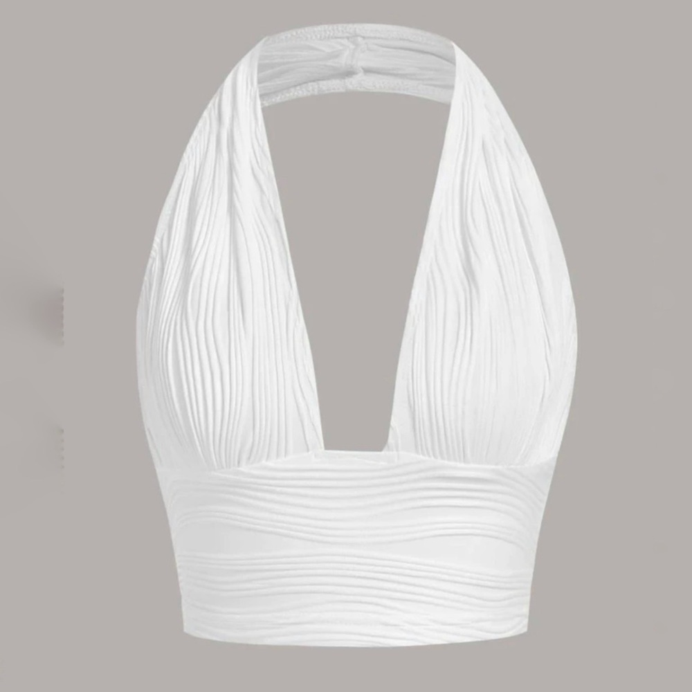 White Halter Neck Top